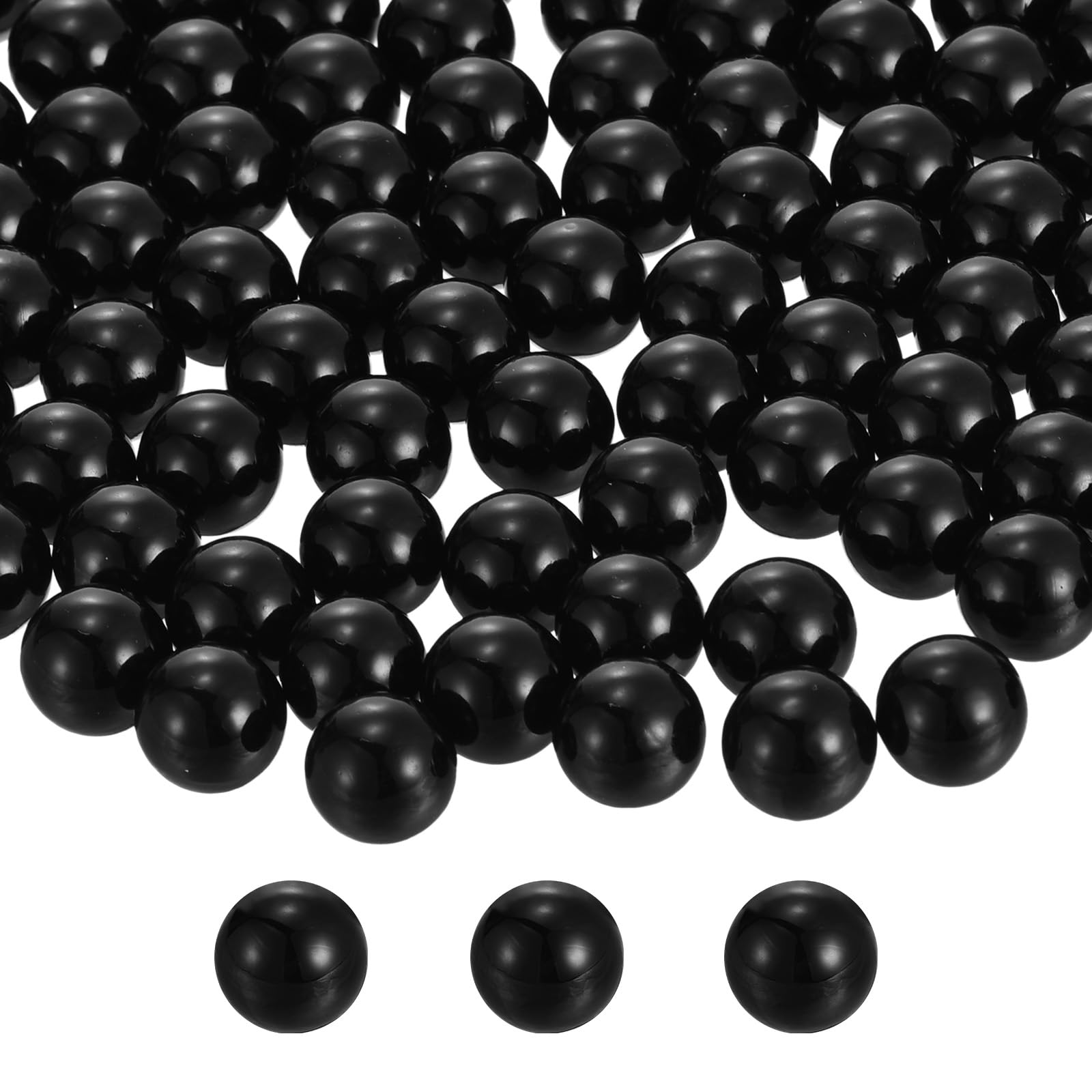 MECCANIXITY 210pcs 14mm Black Pearl Beads ABS Faux Pearls Vase Fillers 300g Ornament Filler for Crafts Centerpieces Jewelry Making Aquarium Decoration