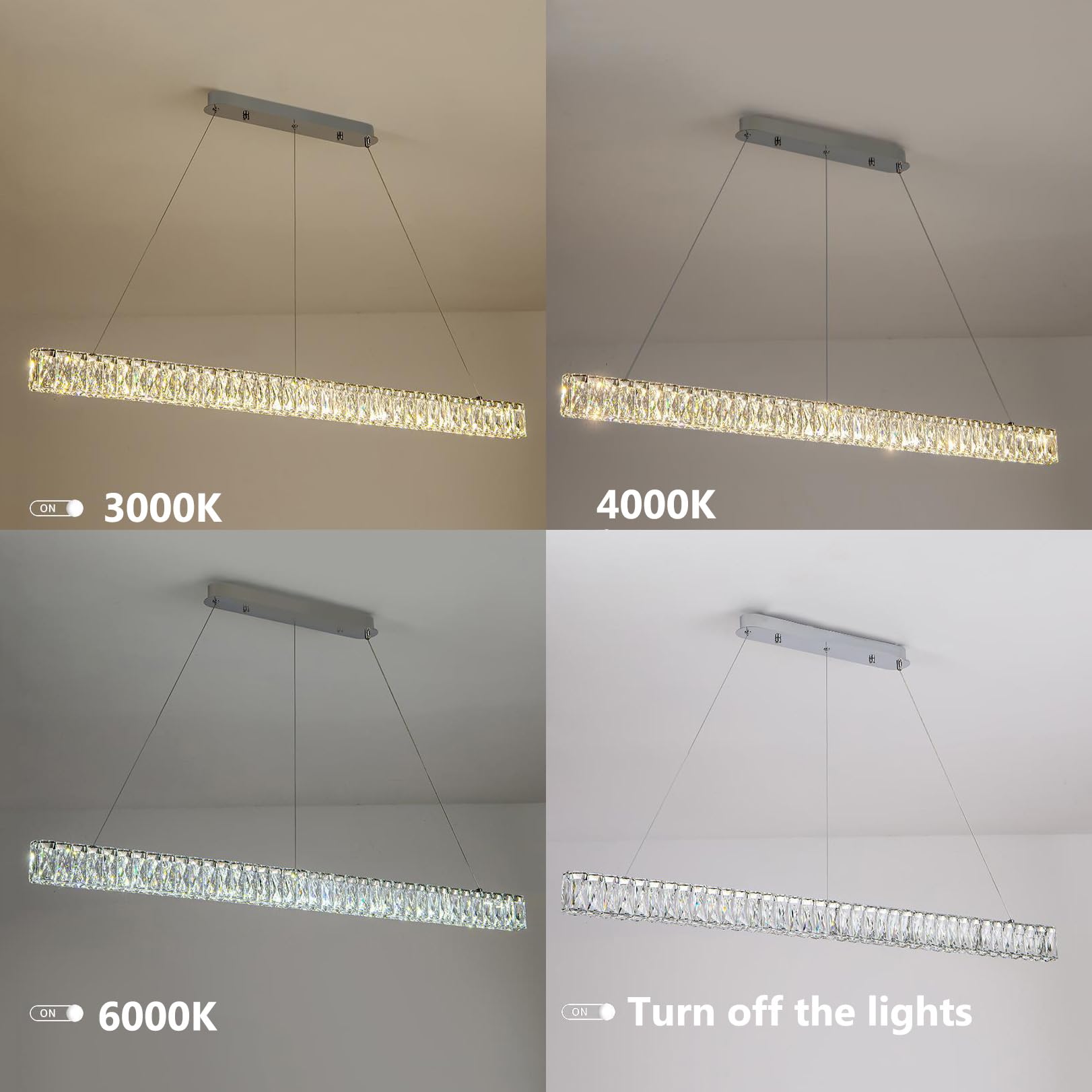 Araña de decoración creativa para el hogar de cristal LED regulable Lámparas lineales modernas para comedor sobre mesa Lámpara colgante de techo de cristal de lujo Lámpara colgante de tira lar