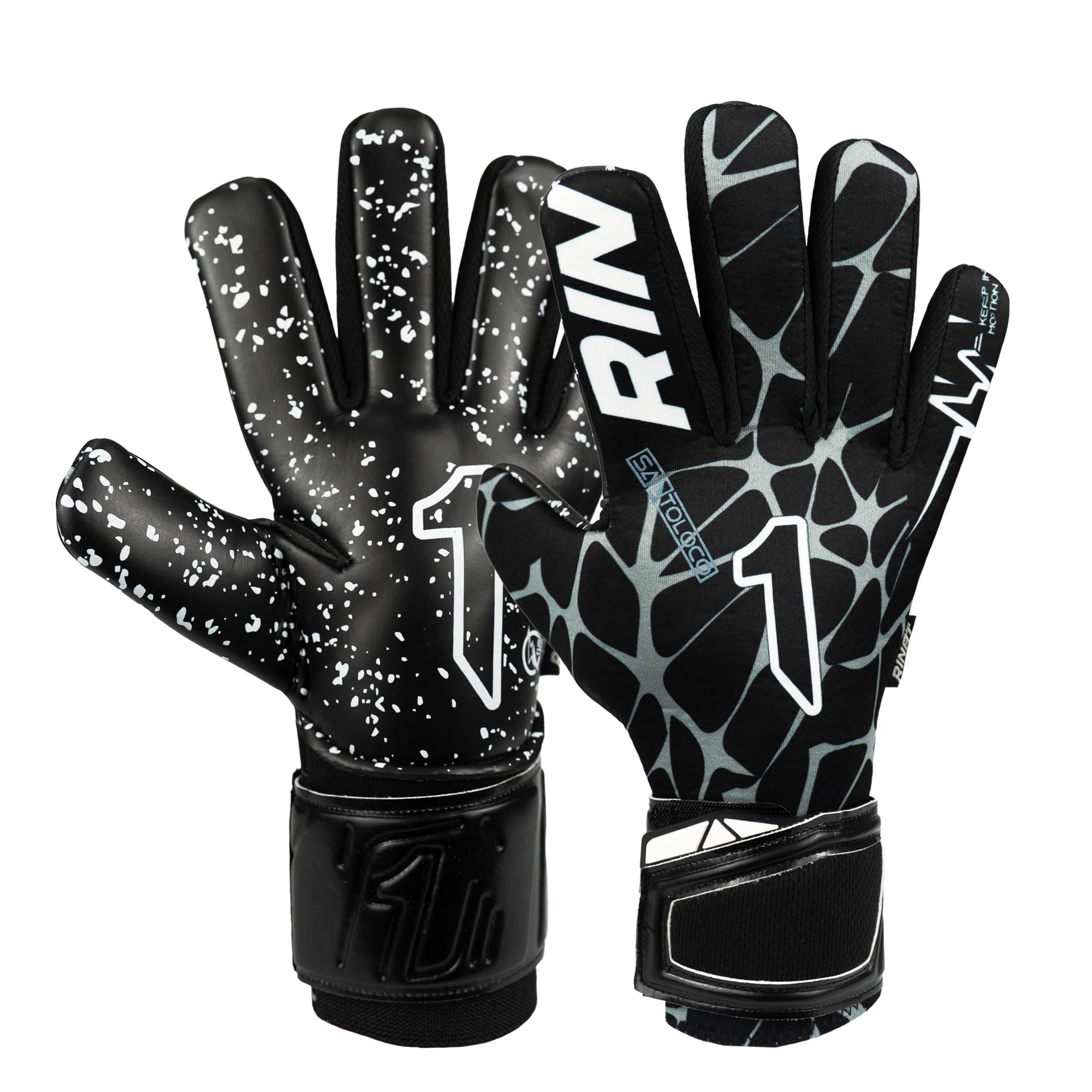 Rinat Santoloco AS Adult Goalkeeper Gloves, Black, Size 9