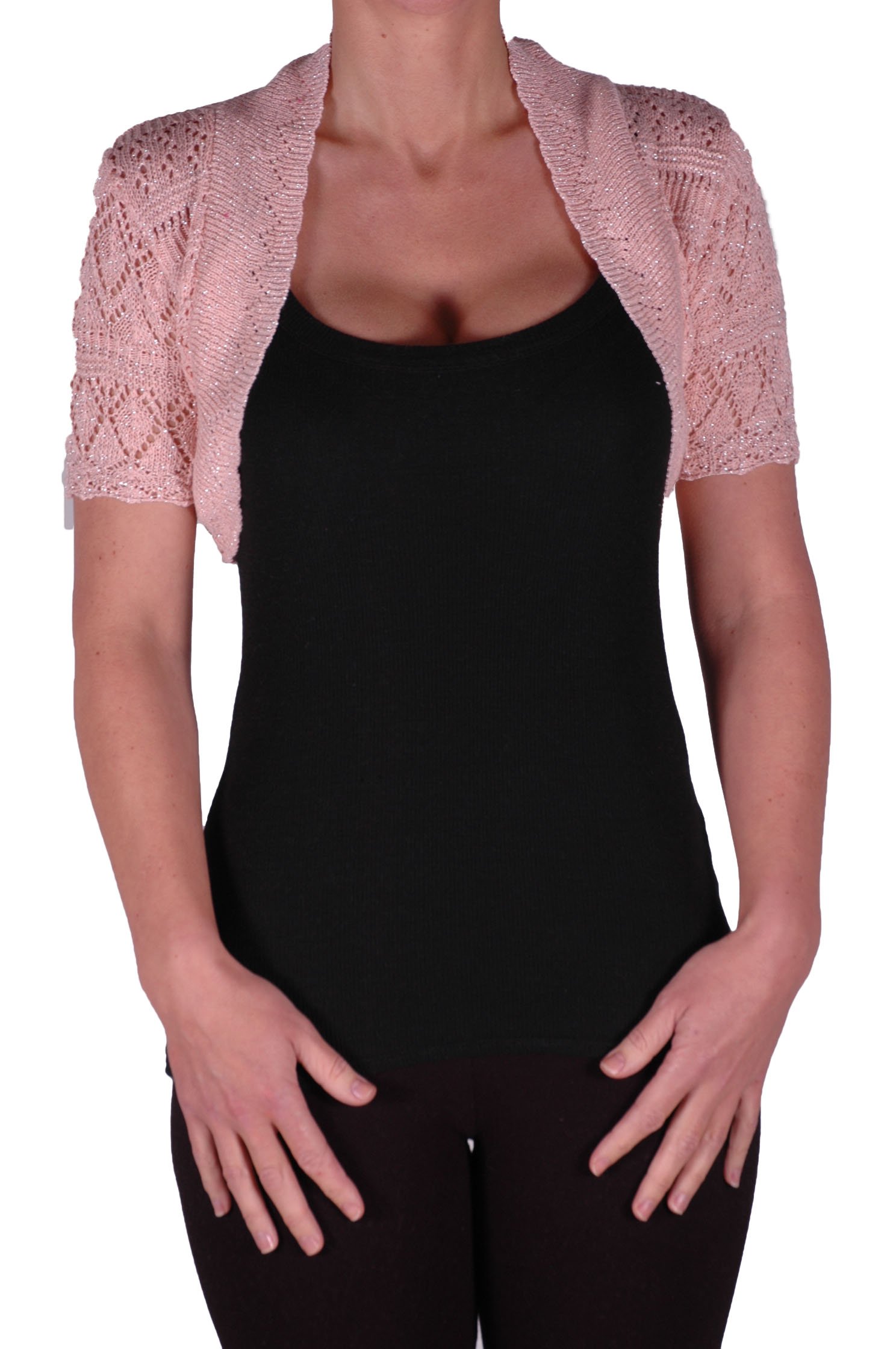 Eye Catch Women's Peach Eyecatchknitwear - Erin Lurex One Size Bolero Knit Shrug