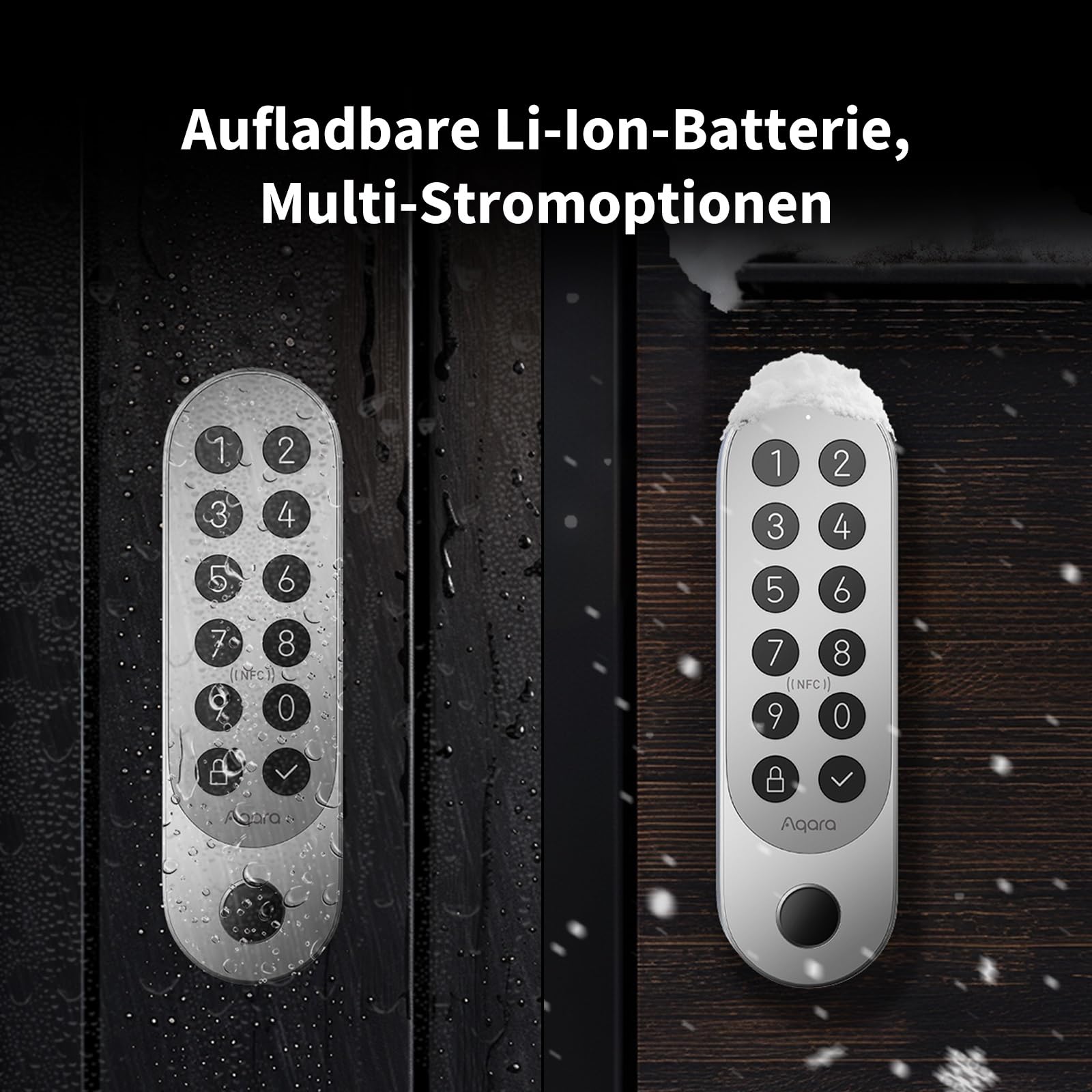 Aqara Smart Lock U200 (mit Fingerabdruck), Matter Over Thread, Smartes Türschloss mit Apple Home Key und Aufladbarem Akku, Unterstützt Homekit, Google Home, Alexa und SmartThings, Schwarz