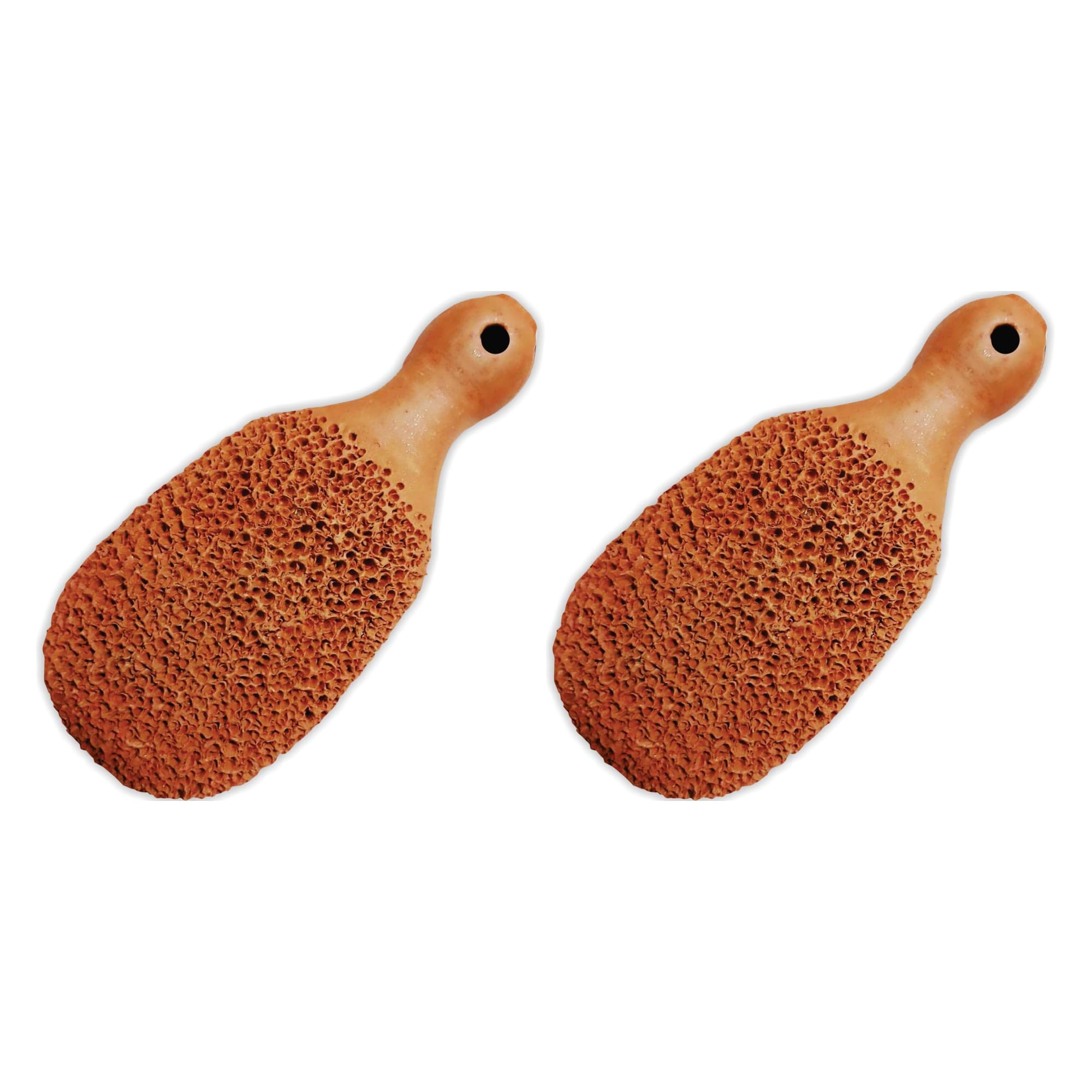 Footvital Pumice Stone for Feet, Foot Exfoliator Scrubber, Callus Remover, Made of Natural Terra-Cotta, Exfoliates & Smooths Rough Skin (Pack of 2)