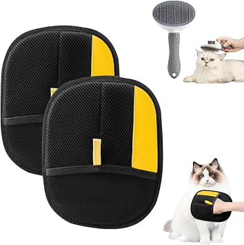 Pet Hair Removal Glove for Cats & Dogs, 2Pcs Electrostatic Pet Hair Remover, Reusable Magic Brush Pet Hair,Pet Hair Remover for Laundry, Sofas,Carpets,Clothing