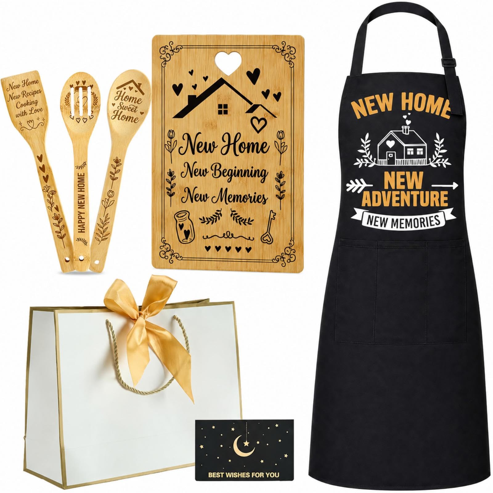 New Home Gifts for Couple, 7-Piece Housewarming Kitchen Gift Set