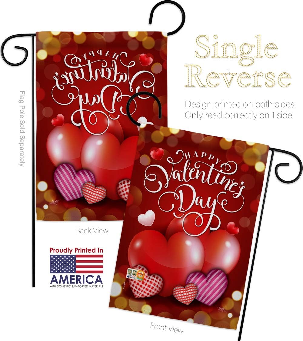 Breeze Decor GS101062-P3 Beloved Valentine's Day Spring Valentines Impressions Decorative Vertical 13" x 18.5" Garden Flag Set w/Banner Pole Included Printed in USA