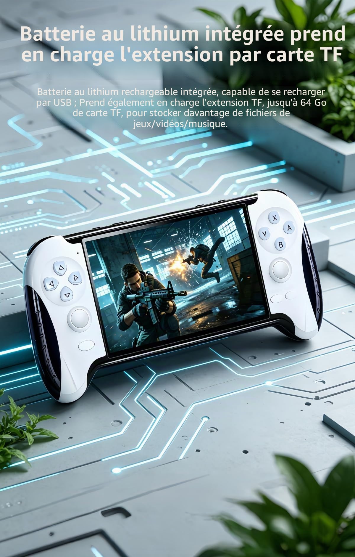 Console de jeu portable avec manette de jeu de 4,3 pouces - 4800 jeux rétro - Multiples émulateurs - Fonction de sauvegarde des jeux - Produit électronique portable pour enfants/amis