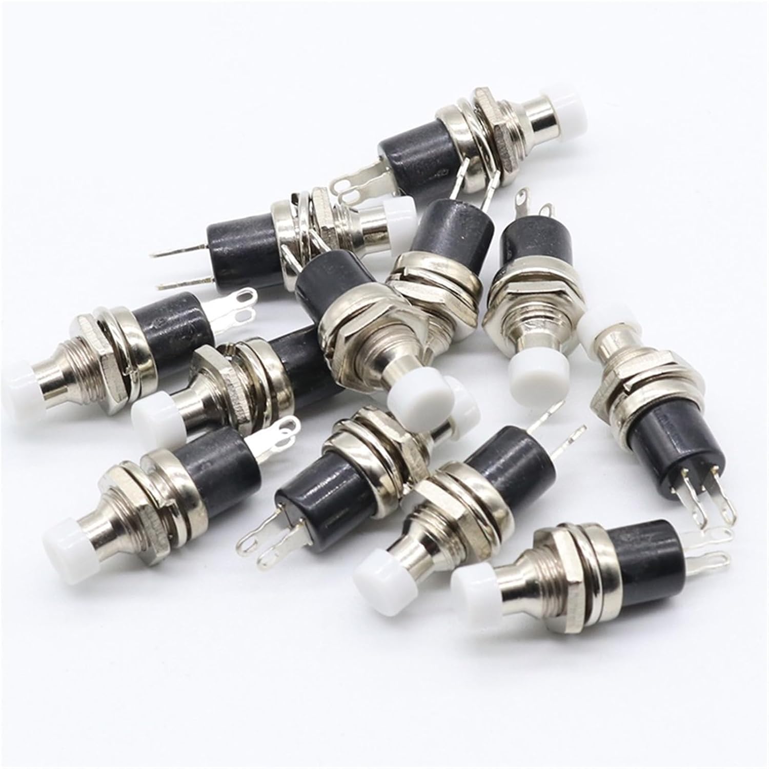 White Cap SPST Momentary Mini Pushbutton Switch DC 50V 0.3A 10Pcs