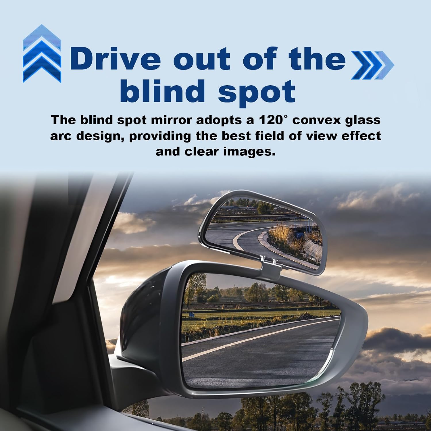 Blind Spot Mirrors for Trucks and Cars, Rectangle Rear View HD Glass Wide Angle Mirror 360° Large Convex Rearview Exterior Mirror Accessories for Cars SUV Trucks and RVs(Black) 1Pcs