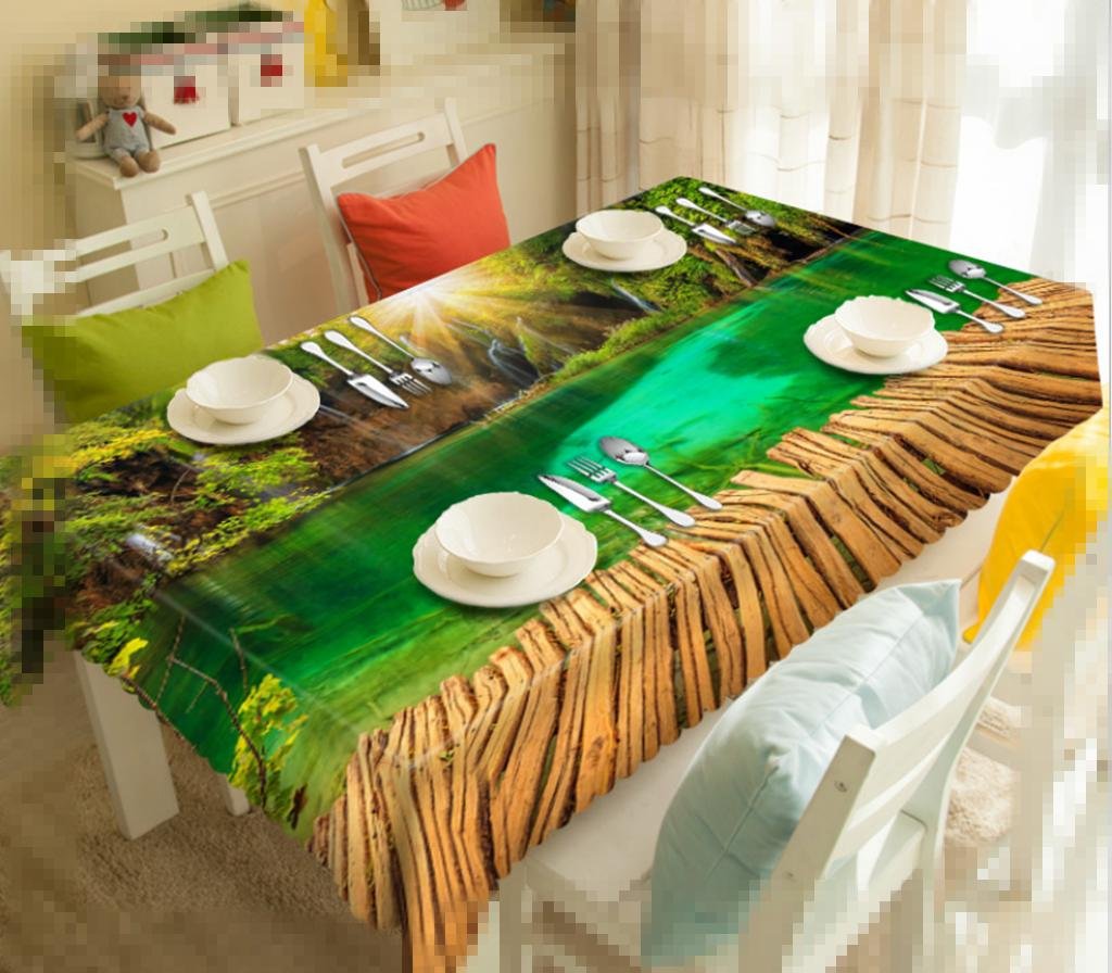 GFYWZ 3D table cloth Polyester Digital printing Washable Rectangle Coffee table cloth Assorted Size , 6