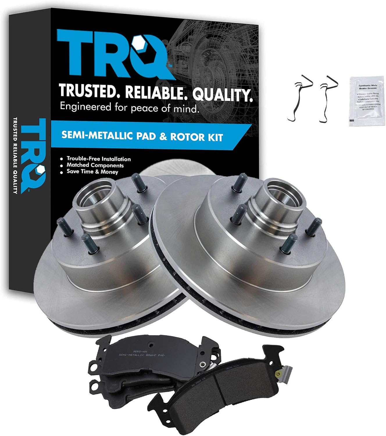 TRQ Front Metallic Brake Pad & Rotor Kit Compatible with GMC Safari Chevy Astro