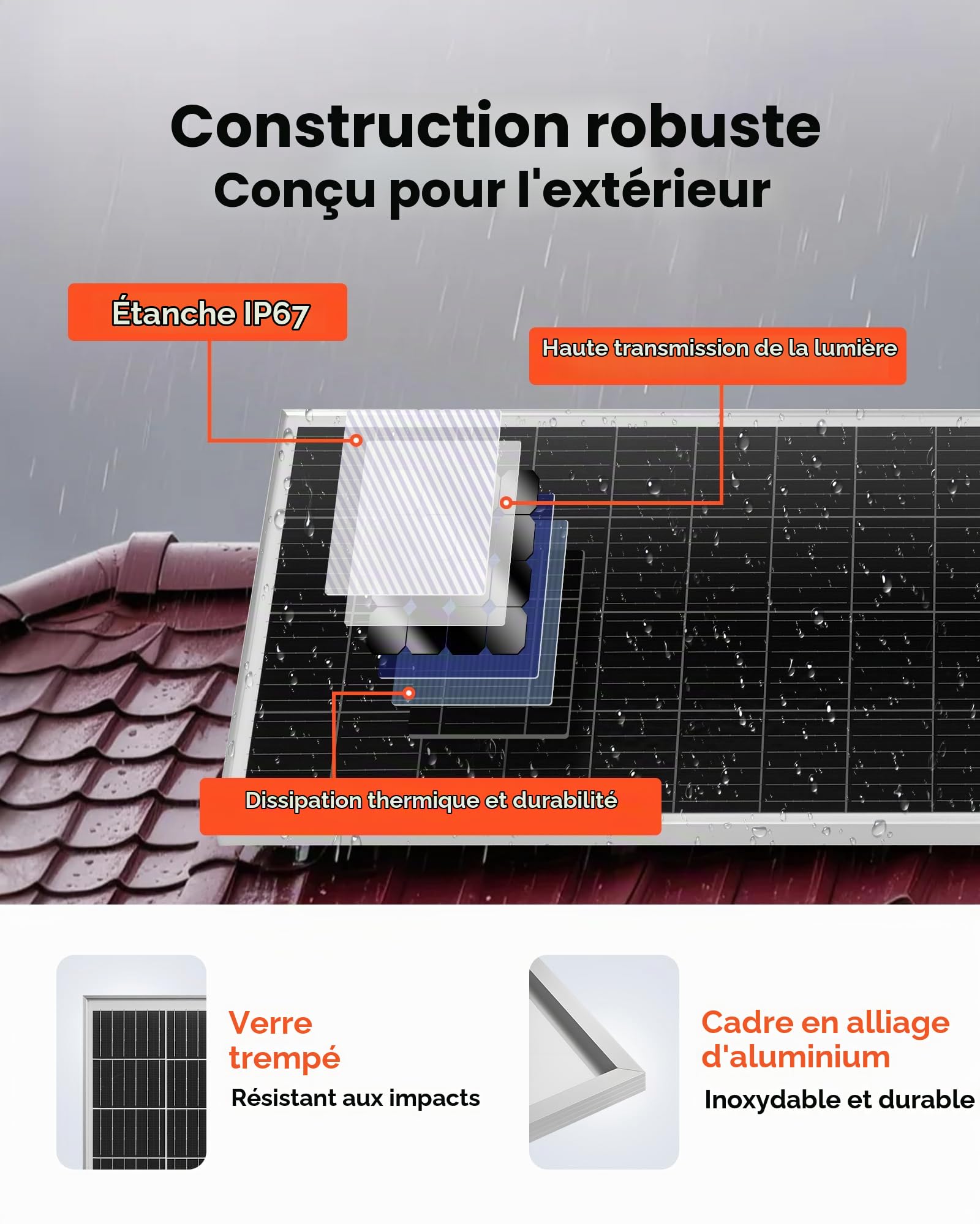 VEVOR Kit Solaire Complet Hors Réseau 200 W 12 V 2 Panneaux Solaires Monocristallins 100 W, Batterie LiFePO₄ 12,8 V 50 Ah, Contrôleur de Charge 40 A, Onduleur 800 W, pour Camping-car, Maison, Bateau