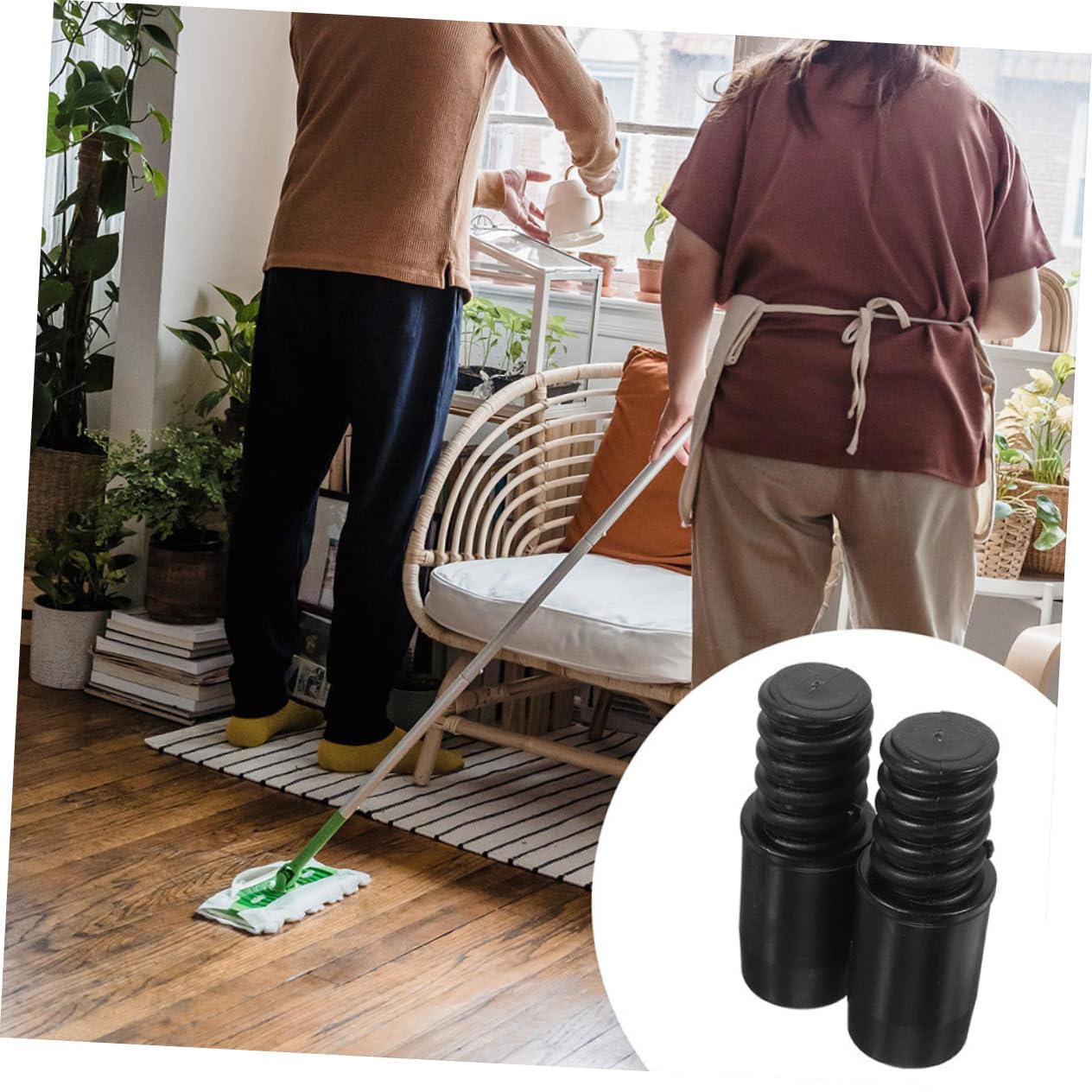 6 Piezas Adaptador Roscado para Mango de Escoba Punta de Plástico Resistente para Reparación y Extensión de Postes Telescópicos Compatible con Tubos de Instalación Rápida y