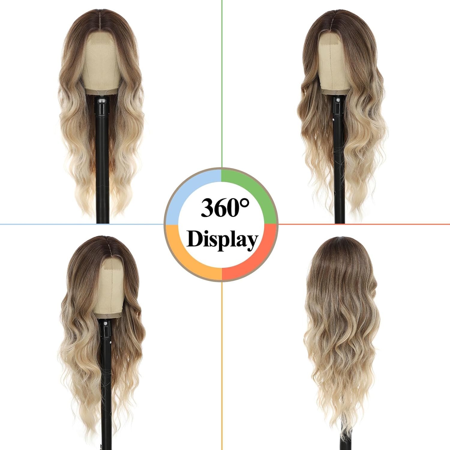 NAYOO Long Wavy Wigs for Women Middle Part Brown to Blonde Wig Synthetic Heat Resistant Fiber Women Wigs for Daily Party Use 26 Inch (Brown to Blonde,26 Inch) - Image 2