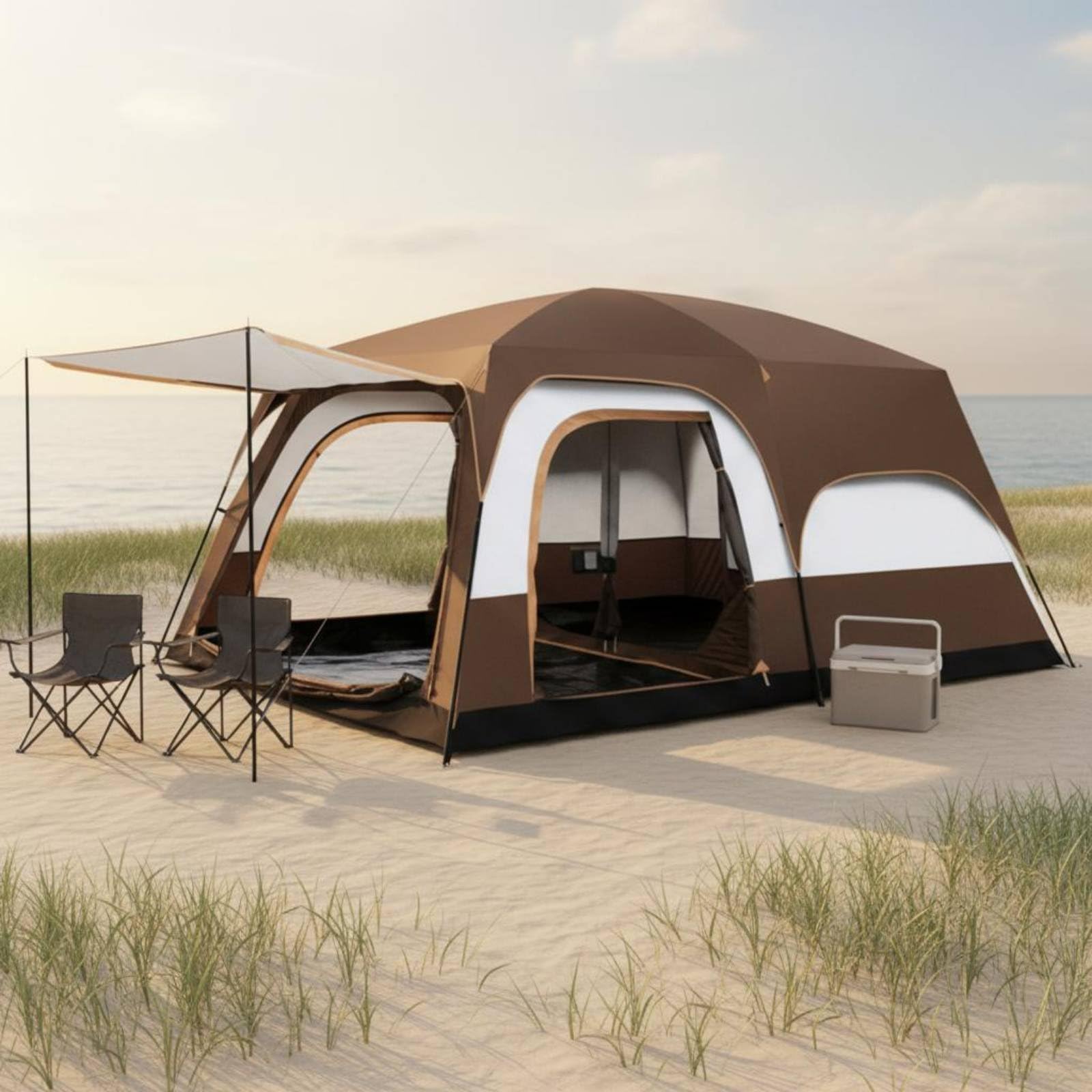 Tenda da Campeggio Impermeabile Multi Ambiente con Due Stanze Area Living Ariosa Tessuto Oxford 210D a Doppio Strato Protezione Solare 50+ E