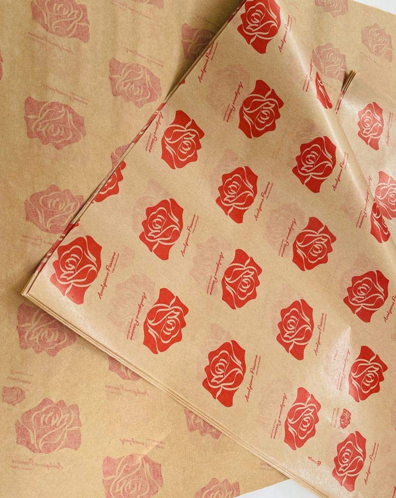 ESSEOQUATTRO Carta SOVRAINVOLTO Avana con Rosa Rossa per Alimenti (45X66)