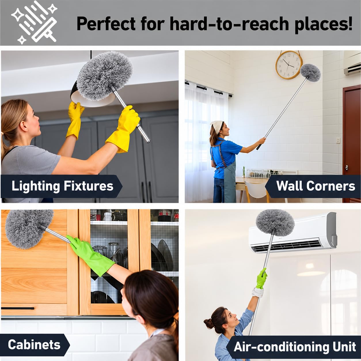 Microfiber Feather Duster - Extendable Cleaning Kit -4