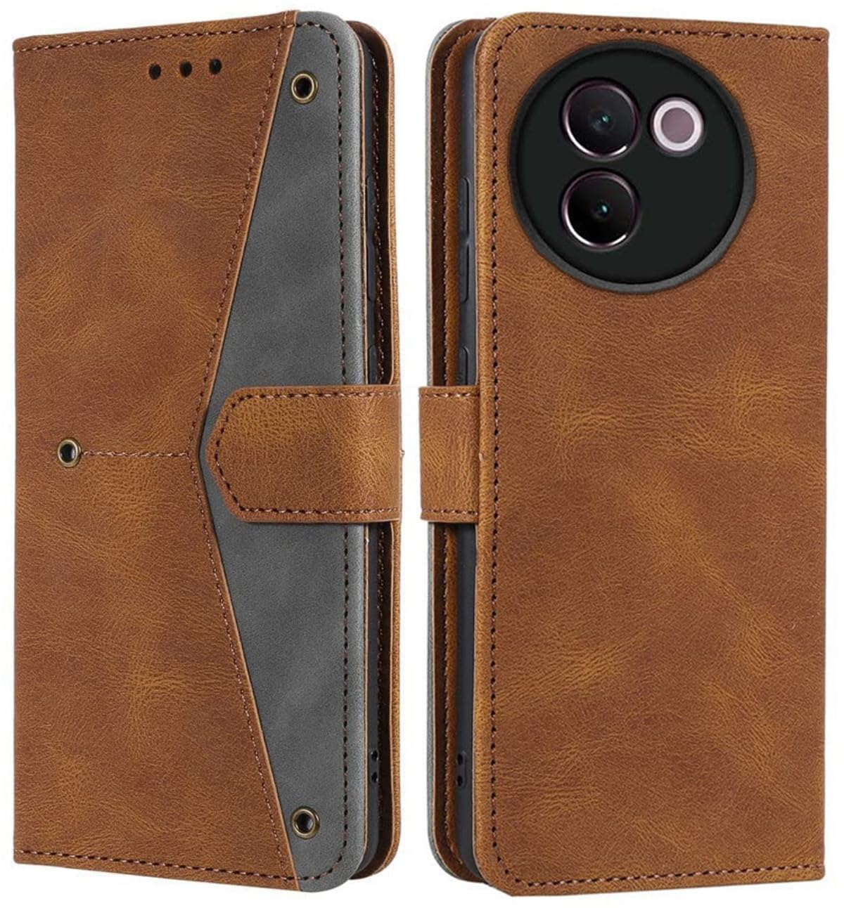 GoldKart Flip Back Cover Case for Vivo V30e 5G | Dual-Color Leather Finish | Inbuilt Stand & Pockets | Flip Cover for Vivo V30e 5G (Faux Leather, Brown) (B0D8G3FN9K) Amazon Price History, Amazon Price Tracker
