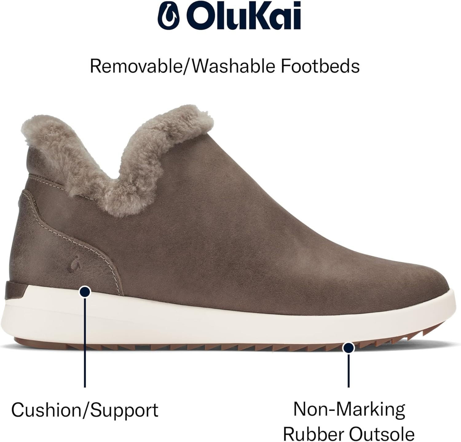 OLUKAI Malua Hulu Women's Boot, Soft & Comfortable Waterproof Nubuck Leather, Full-Grain Leather Heel with Elastic Panels, Slip-On Design