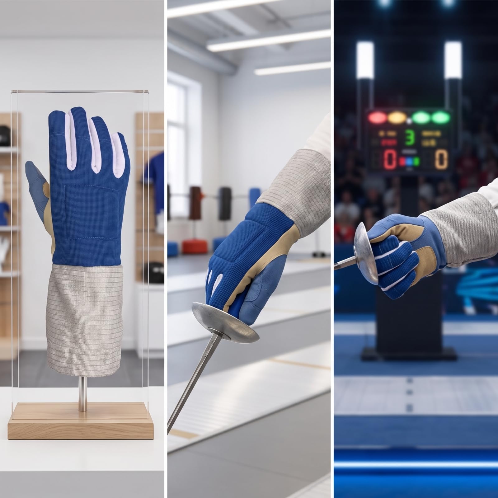 Gralara Guanto da Scherma Comodo Muffola da Scherma Professionale Guanti per Schermidori, Allenamento, Competizioni, XS, Guanto Da Scherma Per Sciabola Mano Destra Blu