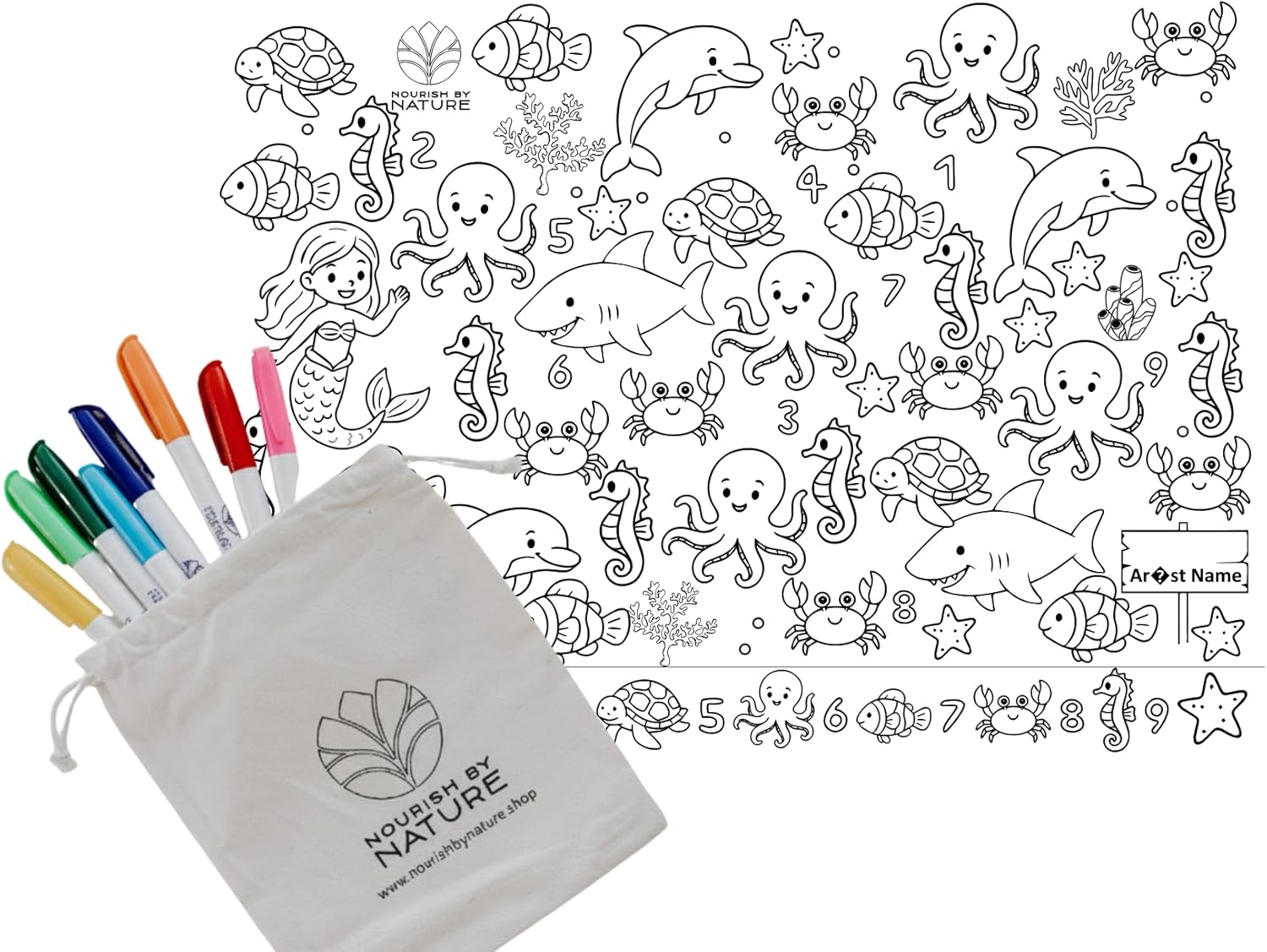 Silicone Reusable Colouring Mat, Under the Sea Design, A3 Size