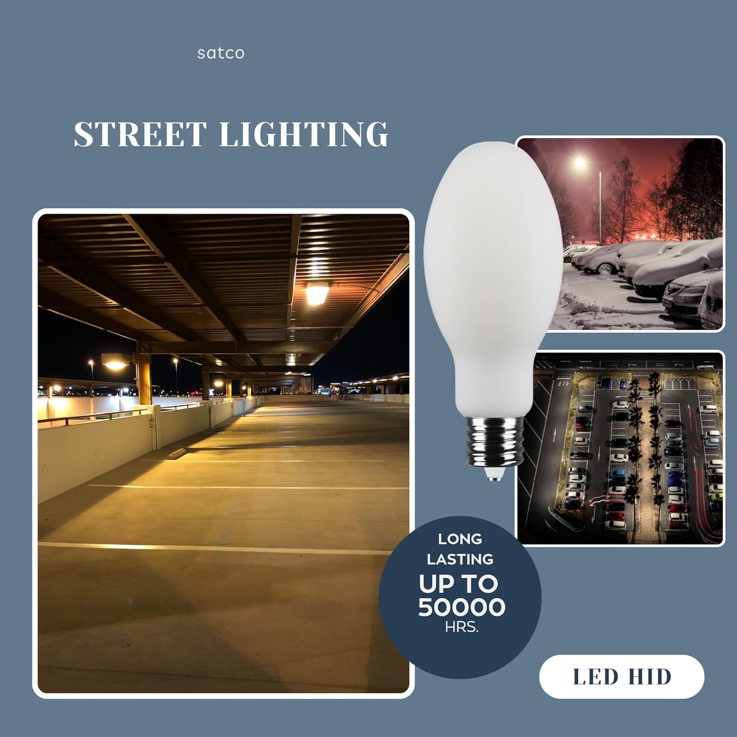 Satco S13188 34W LED HID Replacement Bulb, 5000K Daylight, 5000 Lumens, EX39 Mogul Base, 80+ CRI, Non-Dimmable, Energy-Efficient, Long-Lasting LED for Industrial and Commercial Fixtures (2 Pack)