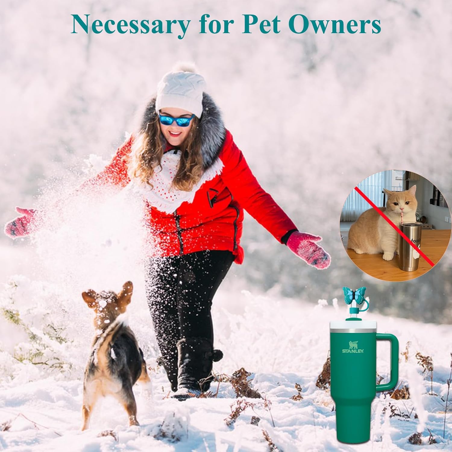 Butterfly Straw Toppers - 4PCs Silicone Straw Cover Cap Compatible with Stanley Cup Cute Straws Accessories for 30 40 Oz Tumblers - Image 3