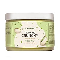Vista 22 de EATALIAN by AMZ BETTER Crema de proteína de pistacho crujiente untable 7 oz/200 gr, crema de pistacho con granos, pasta de proteínas, sabor dulce