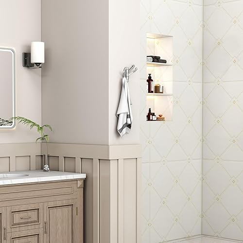 Miniatura 2 de Angle Simple Gancho plegable para toallas de níquel cepillado, gancho giratorio de metal de 3 brazos, gancho flexible para bata de baño, gancho de