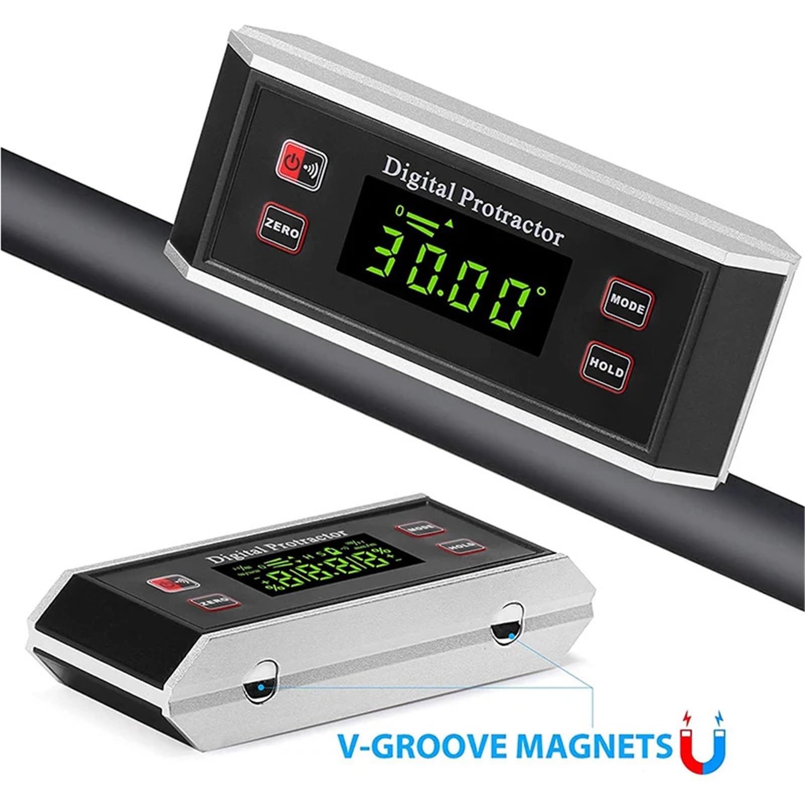 Inklinometr cyfrowy, Poziomica Cyfrowa Ze Stopu Aluminium IP54 Elektroniczny Miernik Kąta Kątomierz Finder Skos Z Podstawą Magnetyczną dla Stolarki, Budownictwa