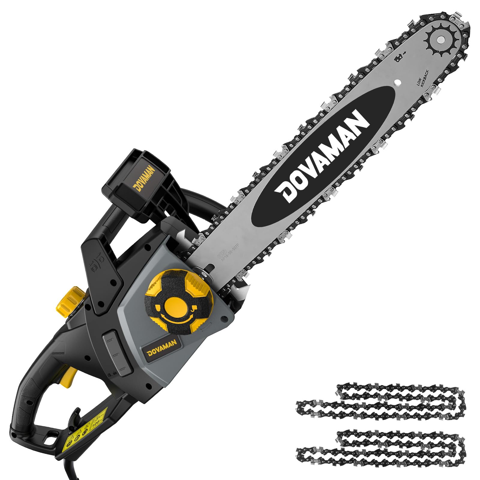DOVAMAN 2400W Motosega Elettrica, Tensionamento Senza Attrezzi in un Passo, 40cm Barra e Catena Oregon, 15m/s Velocità della Catena, Olio Automatico, Freno Meccanico, 2 Catene - DCS01A