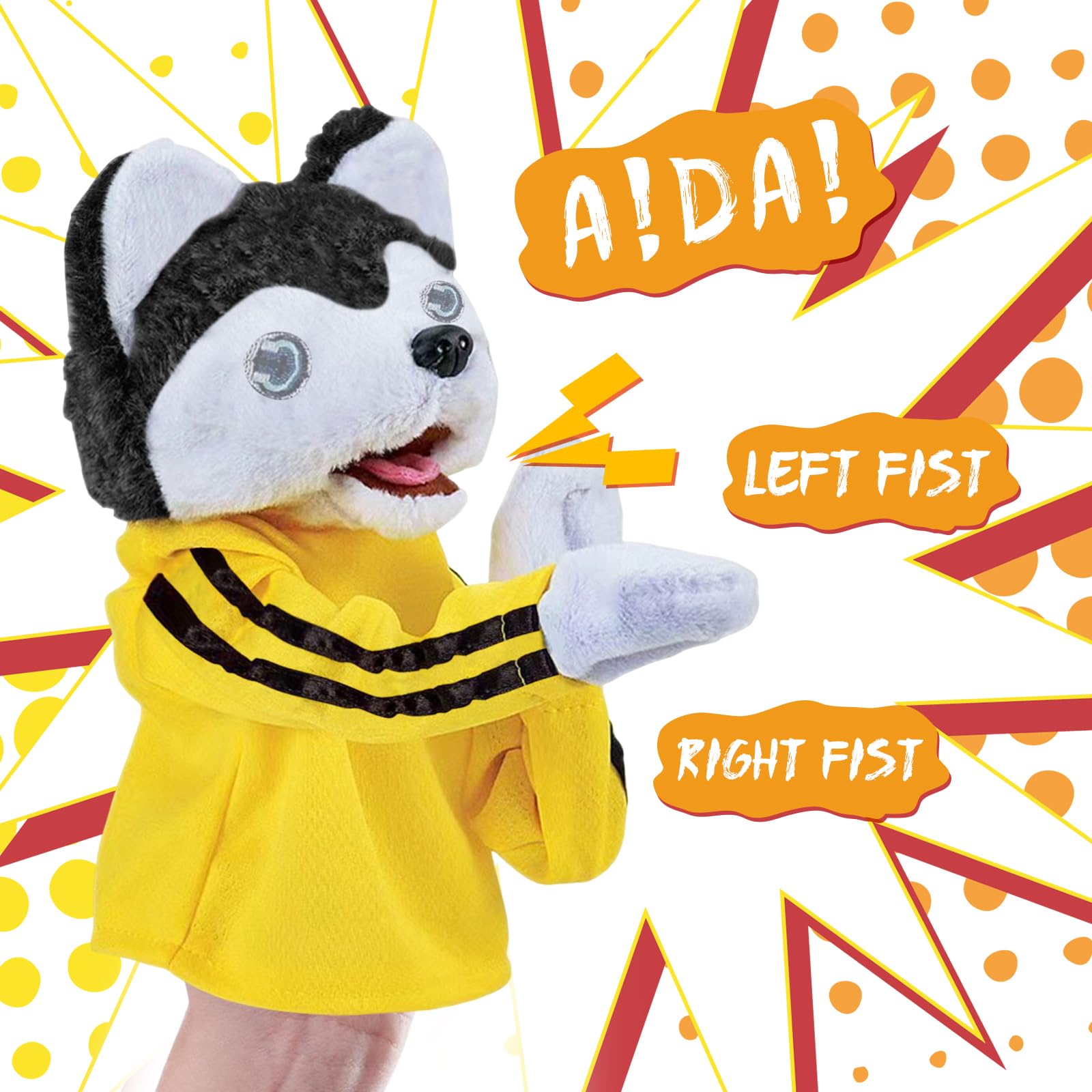 Kung Fu zabawka dla zwierząt, zabawka dla dzieci, zabawka husky, lalka, zabawka pluszowa, lalka Kung Fu Animal Toy Husky Gloves Doll Children's Game Plush Toys Dog Boxing Hand Puppet Toys