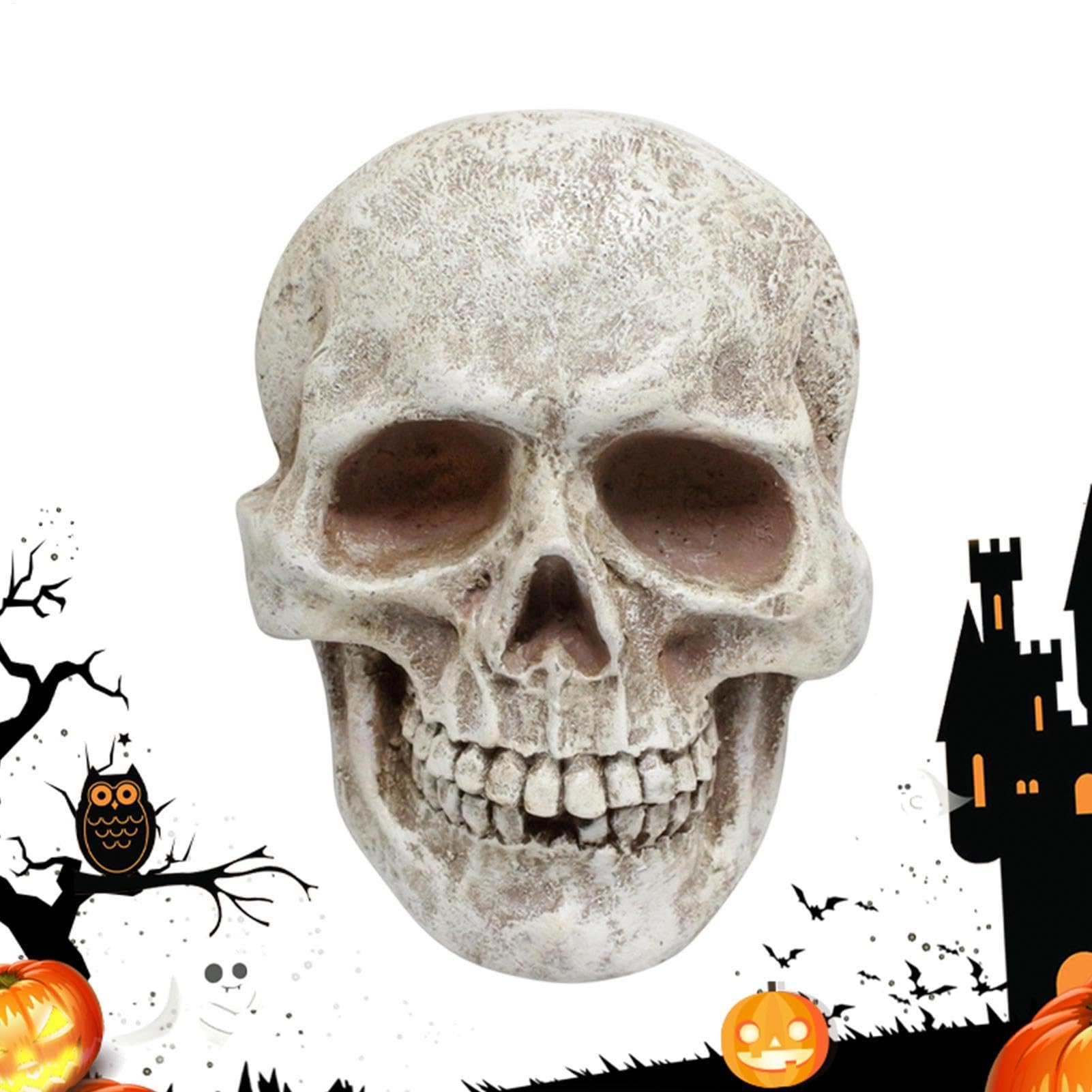 Calavera de Halloween en resina realista gótica para decoración de mesa y jardín