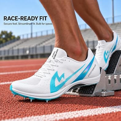 Track Spikes for Men, Women and Youth, Full-Length Carbon Fiber Plate Sprinting Track Spikes, 7-Pin Running Spikes for 100m, 200m, 400m Racing, Long Jump and Track Training