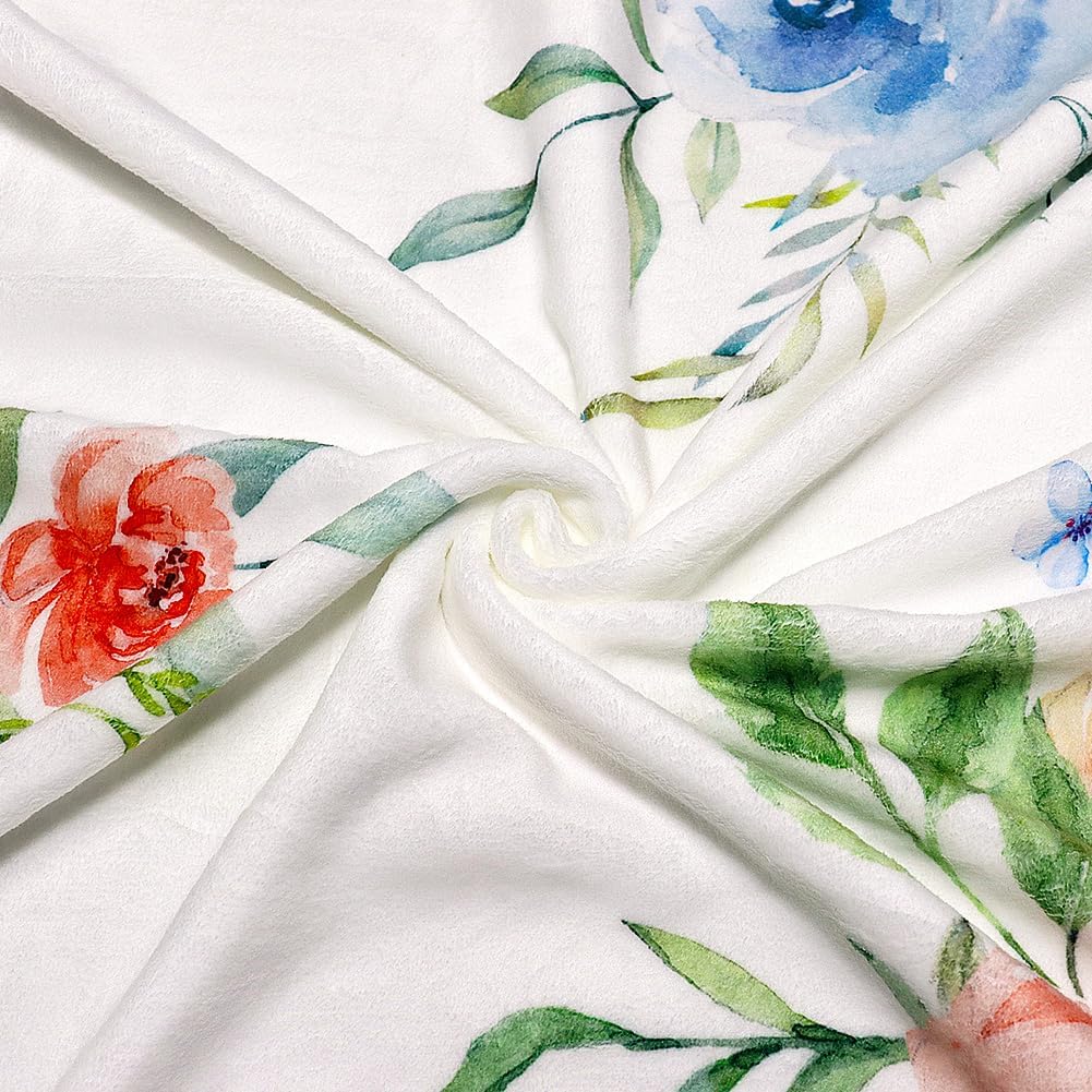 Floral Throw Blanket Colorful Flower Throw Blankets Floral Print Blanket Super Soft Cozy Throw Blanket Lightweight Fuzzy Flannel Bed Blankets for Sofa Couch Living Room 80"x60" - Image 6