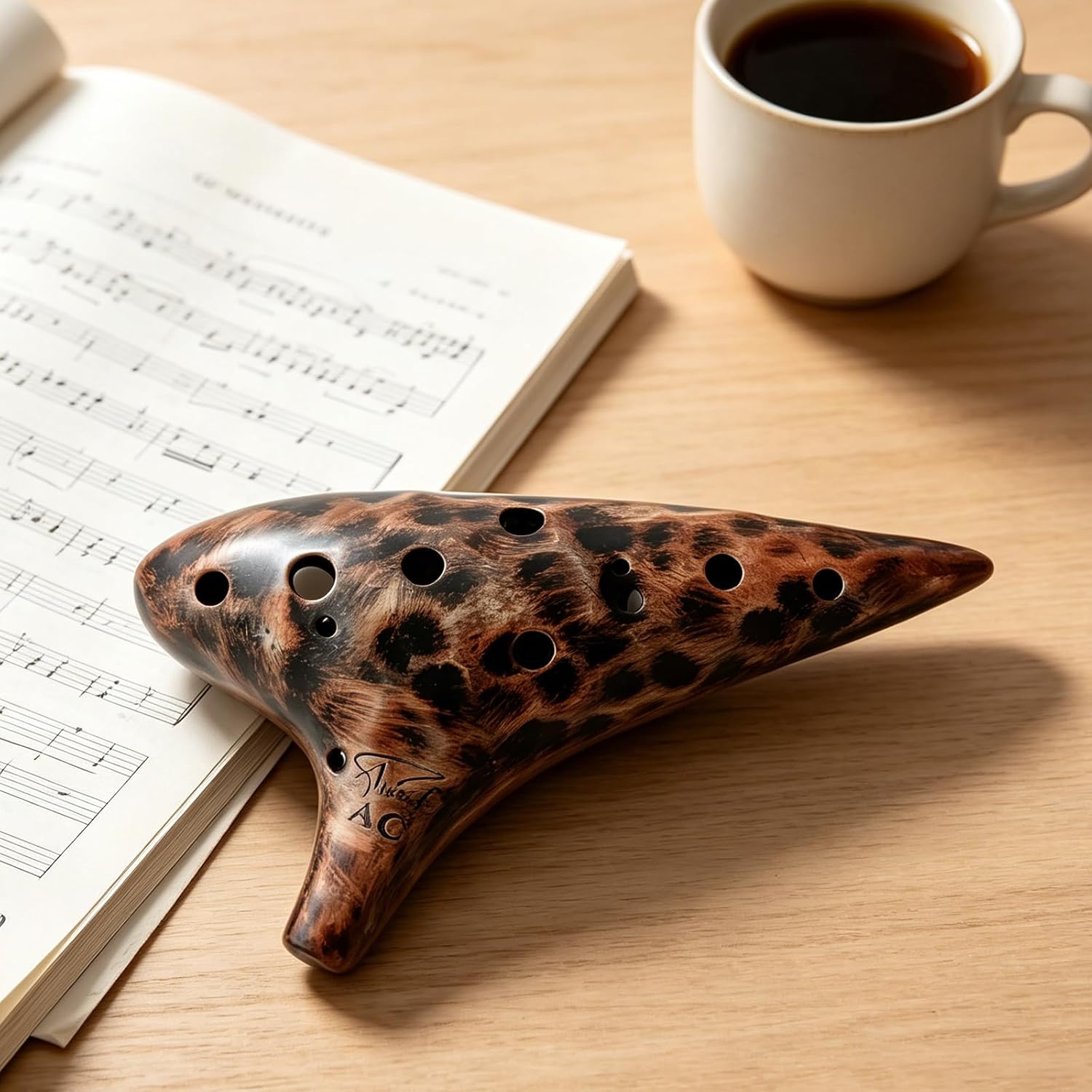 Jingle Stream 12 Hole Ocarina Alto C Ocarina with Delicate Smooth Finishing Masterpiece Collectible (Retro Coffee)