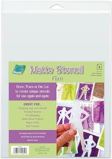 Matte Stencil Film – 9 x 12”, Pack of 4 – Translucent, .005” Stencil Film, Perfect for Creating Custom Reusable Stencils, Masks, Patterns.