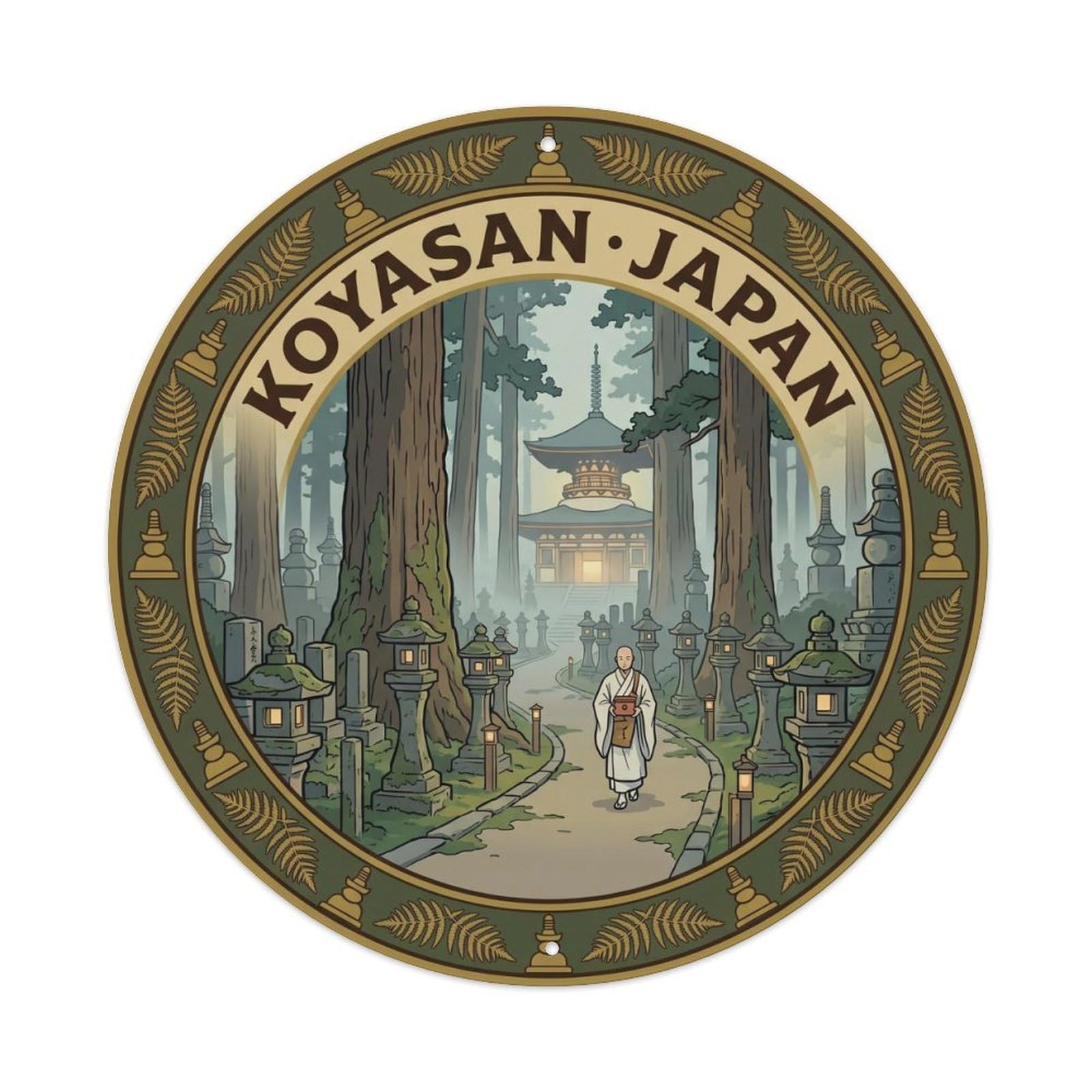 Koyasan Cemetery Cultural Travel Historic City Japanese Metal Tin Sign