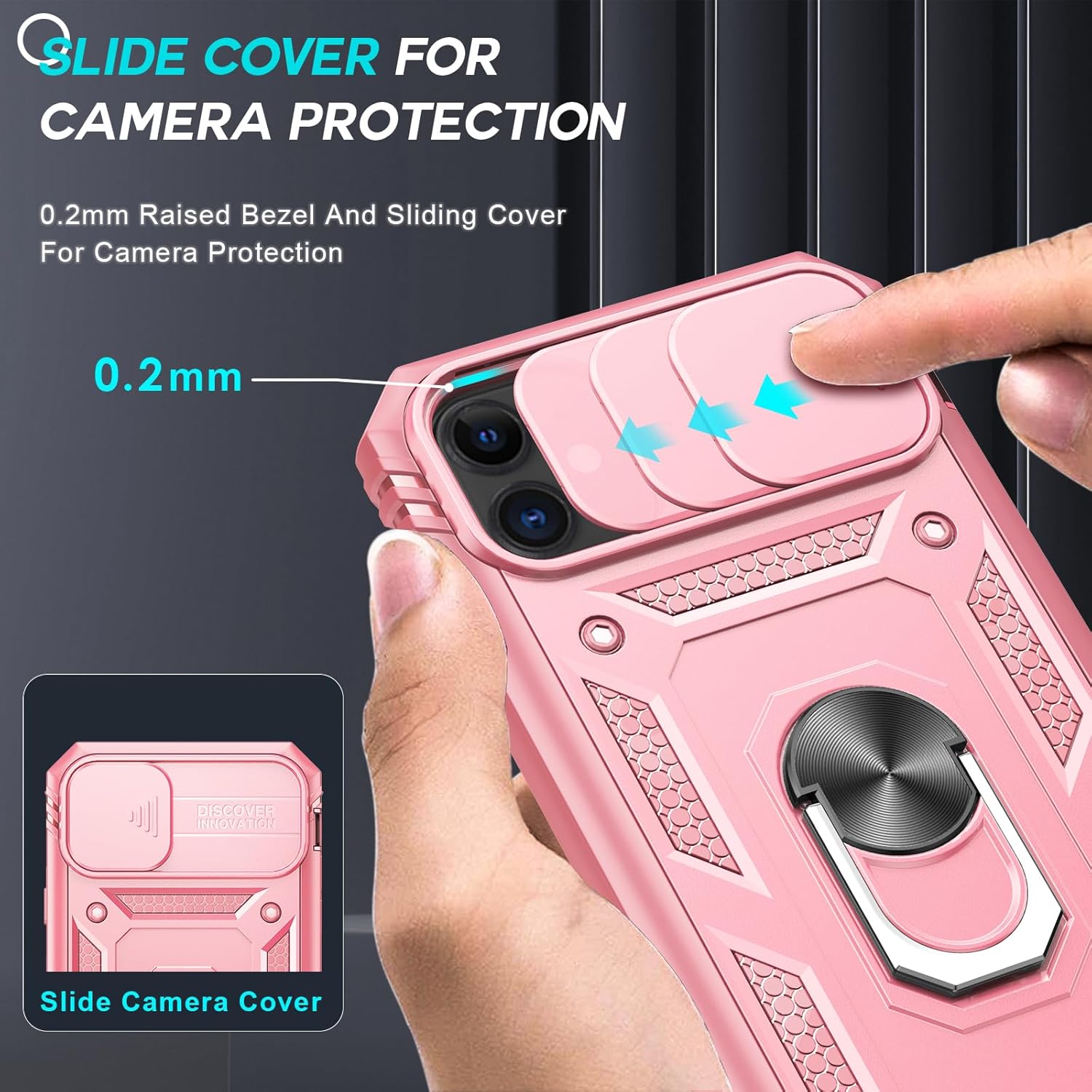 LeYi for iPhone 11 Case and 2 Tempered Glass Screen Protector with Slide Camera Cover,Ring Holder Stand Full Body Protective Heavy Duty Shockproof Hard Armour Phone Cover, Pink 3 710FF8NiMUL. AC SL1500