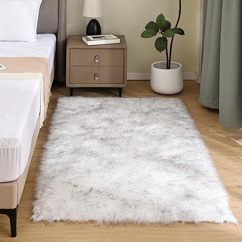 Miniatura 216 de Latepis - Tapete de cuero sintético, esponjoso, pelo largo, de 5 x 8 pies, color blanco, para la sala, dormitorio, sala de juegos o habitación del