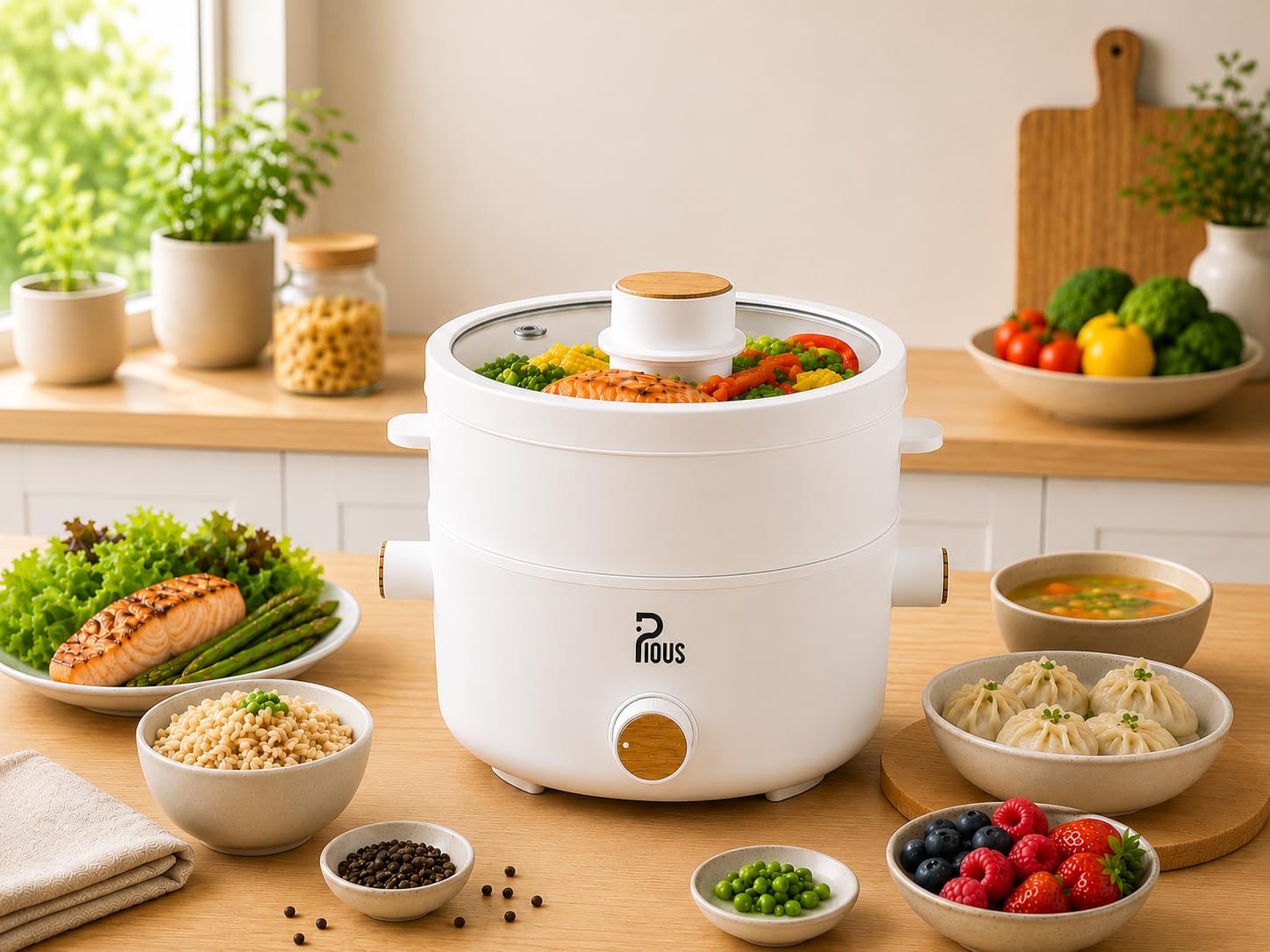 Pious 2 Litre Compact & Travel Friendly Multipurpose Steamer | Non Stick Pot Dual Power Kettle for Boiling Water, Milk, Tea, Coffee, Cooking Noodles, Rice, Soup & Baby Food | White-image-39