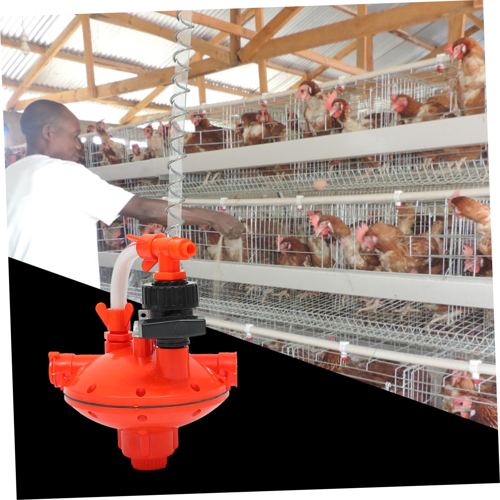 Abbeveratoio per Galline Regolatore di Pressione, Plastico Rosso