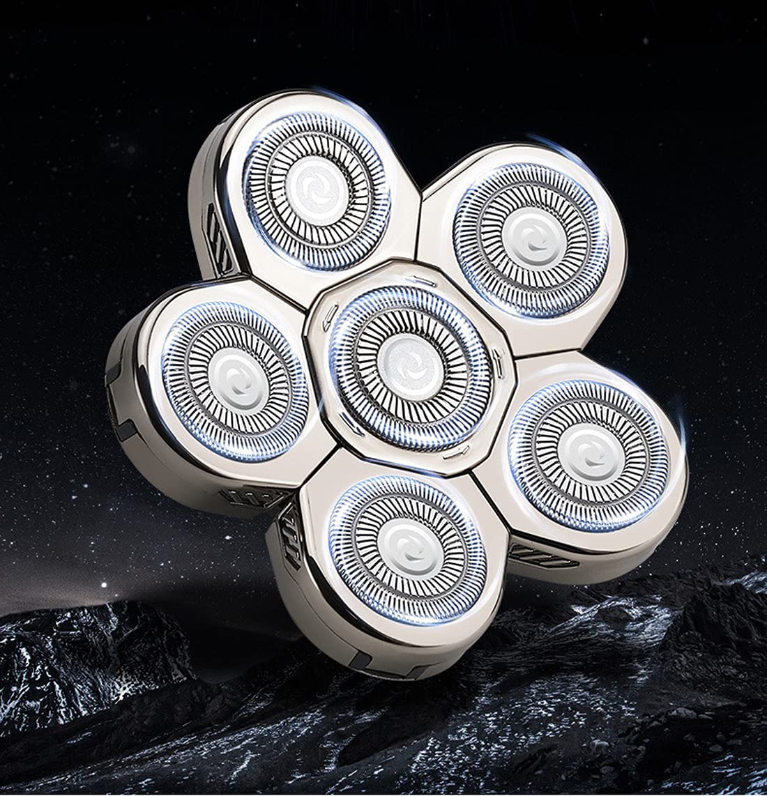 FitSand Replacement Shaver Head Blade Cutters 6D Floating Shaving Waterproof Electric Razor Head for Bald and Face (Silver)