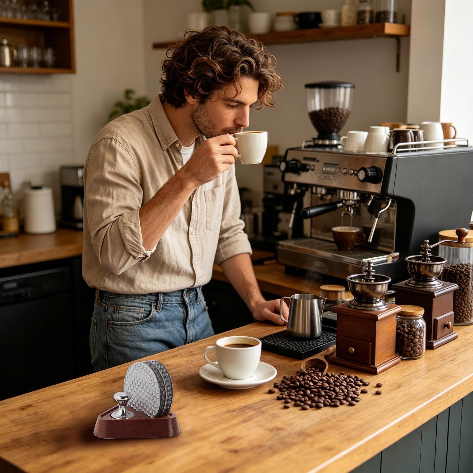 Wiederverwendbare Kaffeefilter – Tragbarer Edelstahl-Tropfer und Sieb mit magnetischem Extraktor für Camping, Reisen, Zuhause, Küche, Innen- und Außenbereich