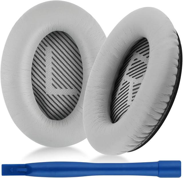 Replacement Bose Quiet Comfort 35 Ear Pads Cushions Earpads Accessories for Bose QC 35 /35II Made of Protein Leather Memory Foam (Gray)