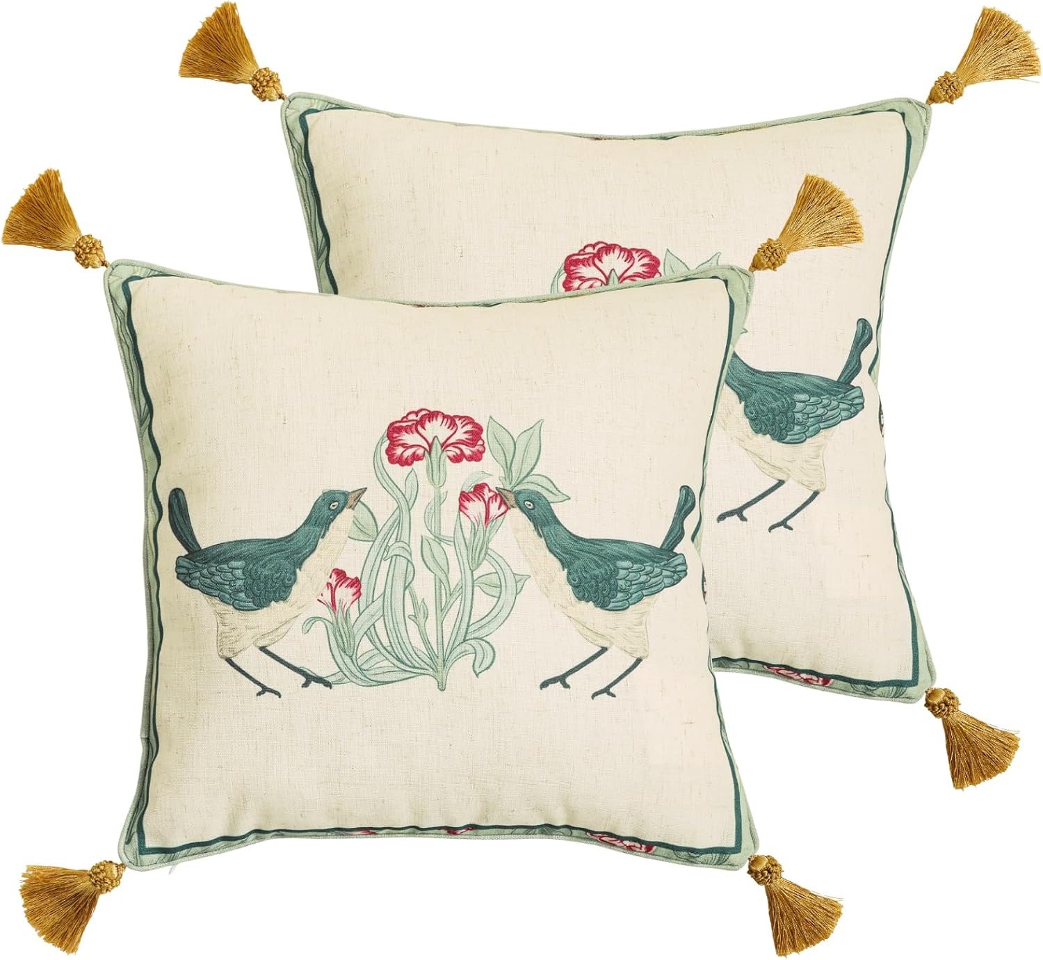 patdrea French Vintage Linen Throw Pillow Cover,18"x18",Set of 2-Cecilia E