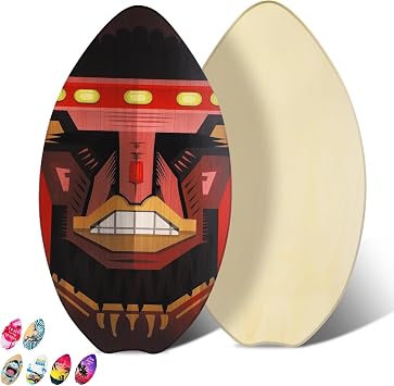 Skimboard 35 inch Skim Board for Kids Adults Wooden Skim Boards with High Gloss Coat for Beach Skimboards for Beginners to IntermediateWild Man