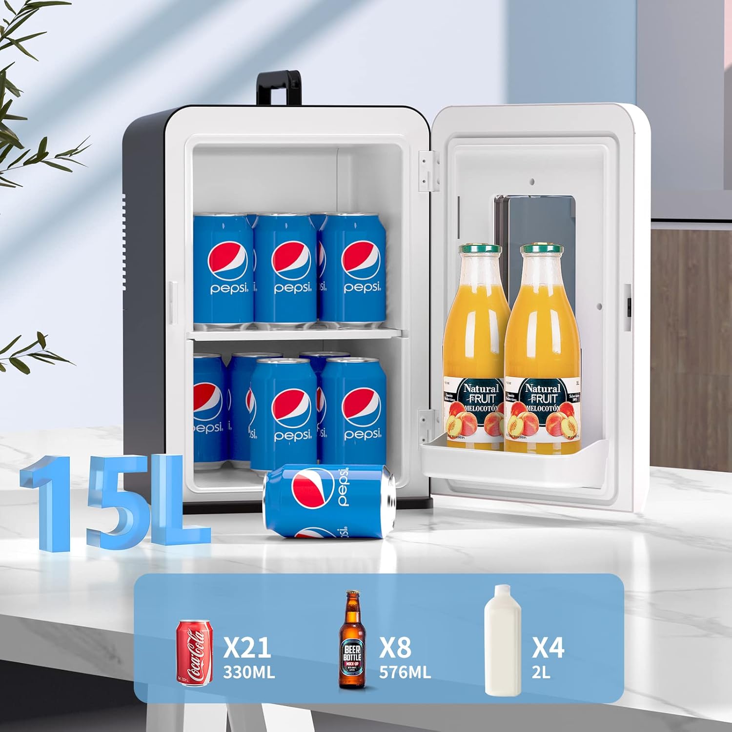 Mini Fridge 15 Liter/21 Cans, Upgrade Portable AC+DC Power Small Fridge for Bedroom, Car, Office, Thermoelectric Cooler and Warmer Skincare Fridge for Food, Drinks, Cosmetics, Max & ECO Mode 3 710FFjYI3lL. AC SL1500