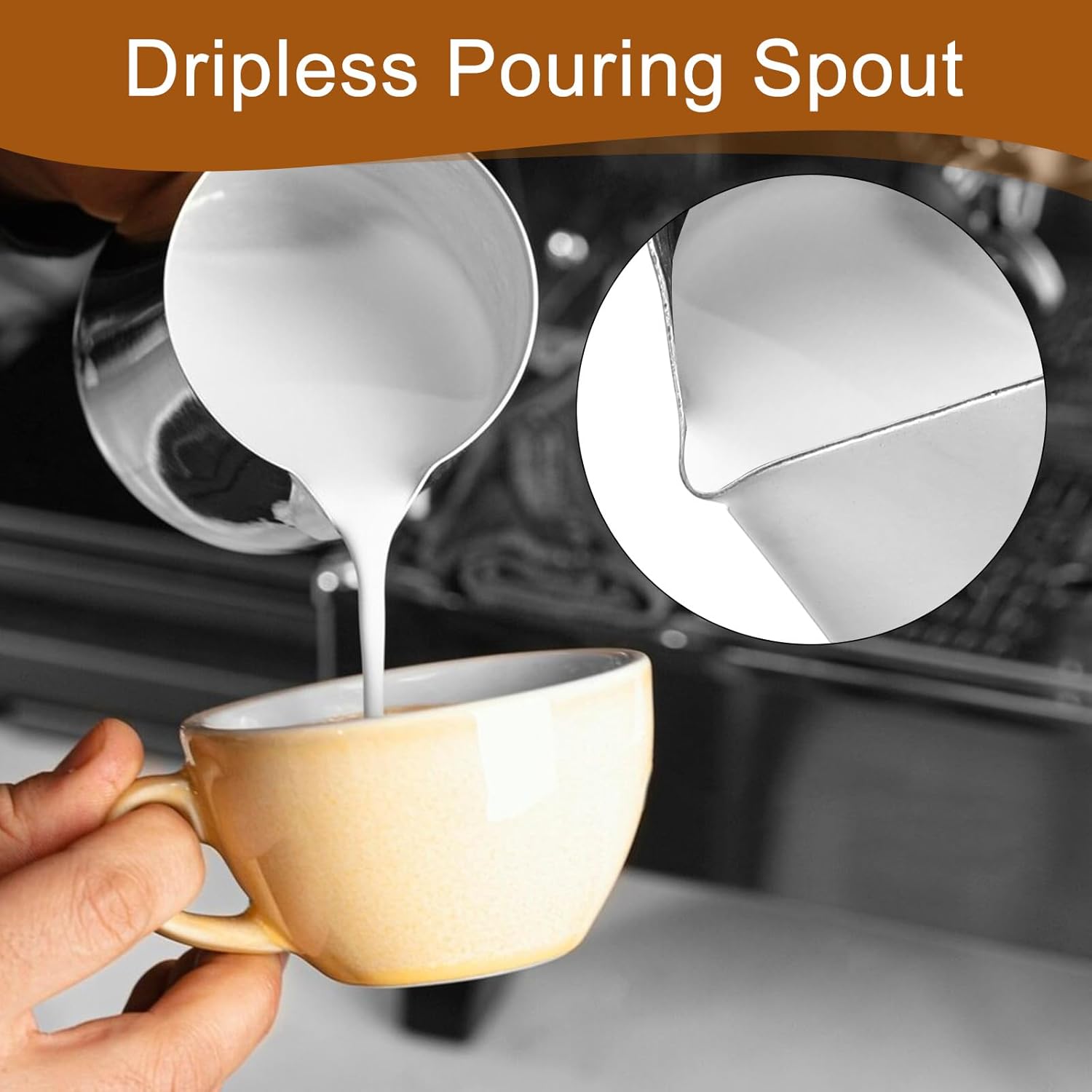 2 Pcs Stainless Steel Milk Frothing Pitcher - 20oz (600ml), Espresso Steaming Pitcher with Anti-scald Handle for Coffee, Cappuccino, Latte Art