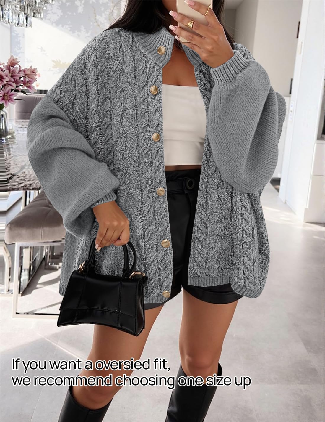 ZESICA Women's Fall 2026 Cardigan Sweaters Long Sleeve Button Down Oversized Soft Knit Winter Coats Trendy Outerwear - Image 4