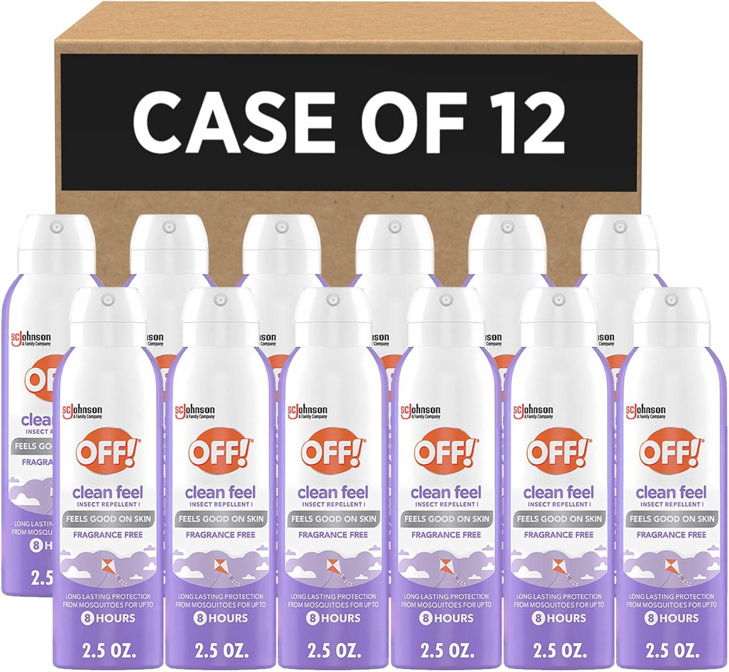 SC Johnson Professional Off! Clean Feel Travel Size Insect Repellent Aerosol, 2.5 oz, 12 Count